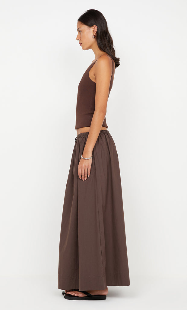 Elenaor Drawcord Maxi Skirt in Choc by Bec + Bridge
