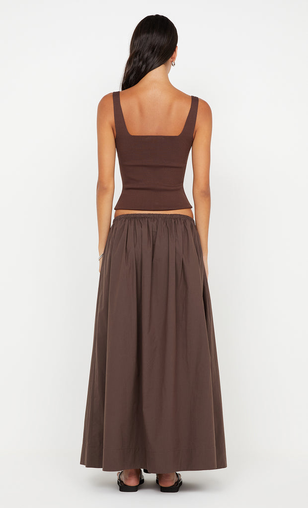 Elenaor Drawcord Maxi Skirt in Choc by Bec + Bridge