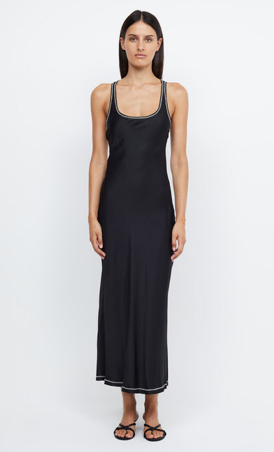 EMERY BACKLESS MIDI DRESS - BLACK/IVORY