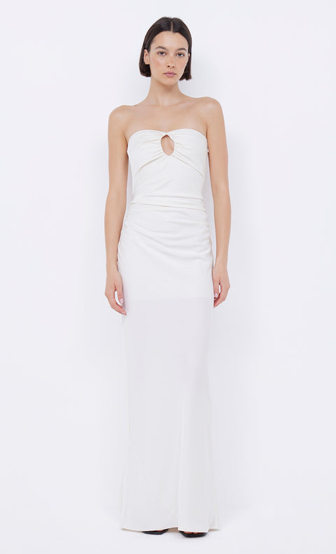 Emilia Strapless Dress with cut out in Ivory by Bec + Bridge