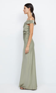 Eternity Off Shoulder Bridesmaid Maxi Dress in Sage by Bec + Bridge