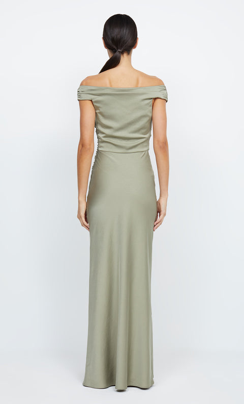 Eternity Off Shoulder Bridesmaid Maxi Dress in Sage by Bec + Bridge