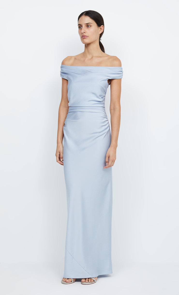 Eternity Off Shoulder Bridesmaid Maxi Dress Dusty Blue by Bec + Bridge