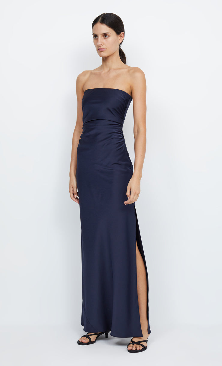 Eternity Off Shoulder Bridesmaid Maxi Dress in Ink Navy by Bec + Bridge