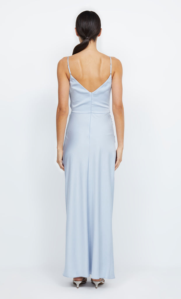 Eternity V Neck Maxi Split Dress in Dusty Blue by Bec + Bridge