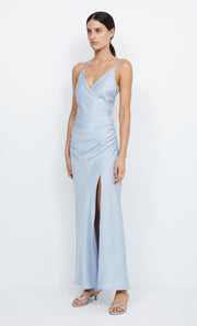 Eternity V Neck Maxi Split Dress in Dusty Blue by Bec + Bridge