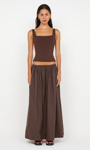 ELEANOR DRAWCORD MAXI SKIRT - CHOCOLATE