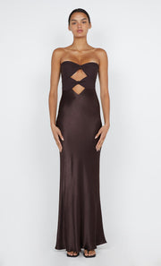 HALLE STRAPLESS DRESS - CHOCOLATEOLATE