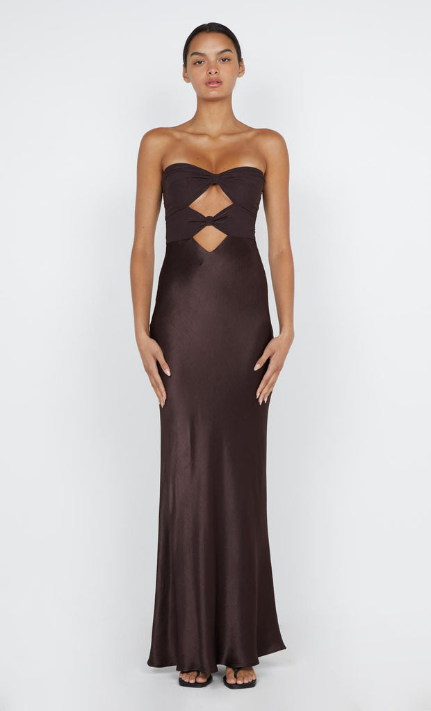 HALLE STRAPLESS DRESS - CHOCOLATEOLATE