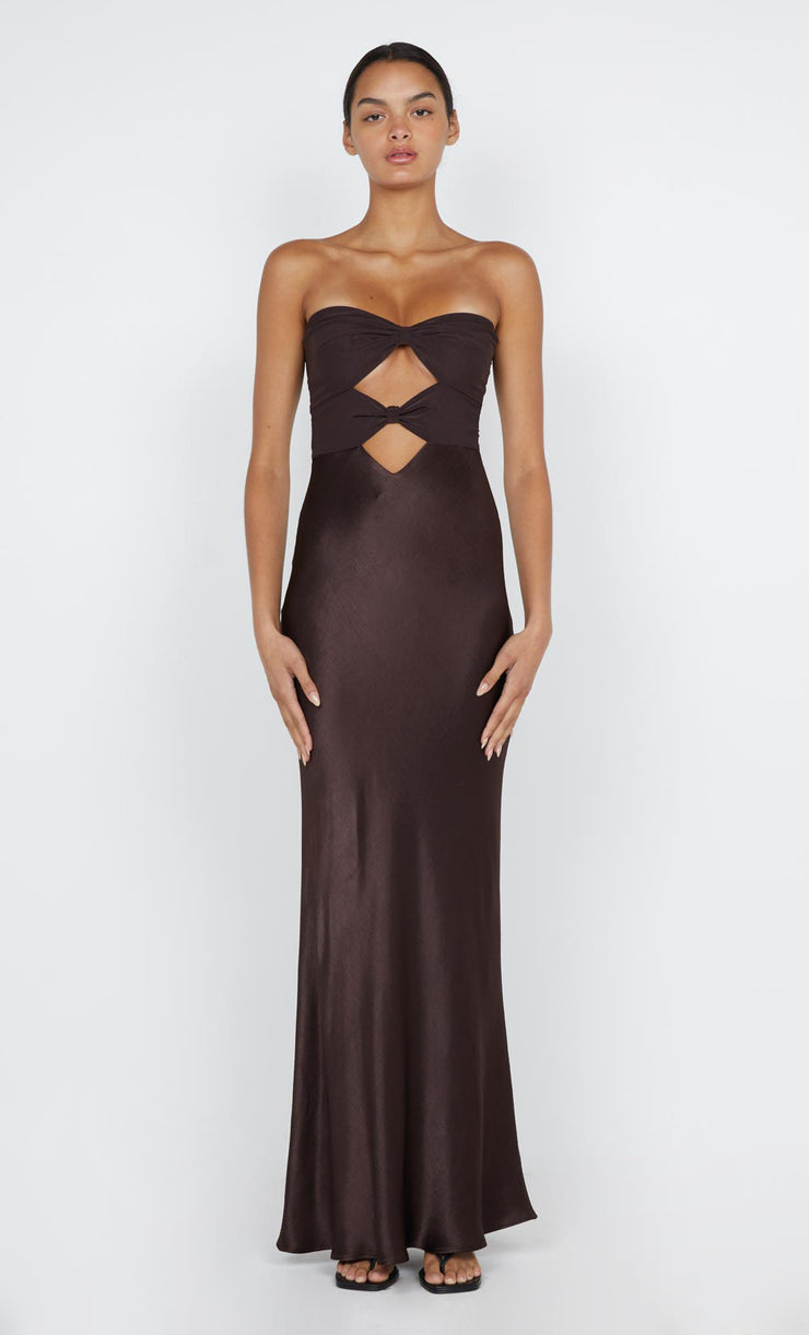 HALLE STRAPLESS DRESS - CHOCOLATE main image 0