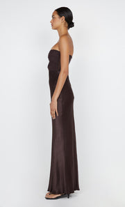 HALLE STRAPLESS DRESS - CHOCOLATEOLATE