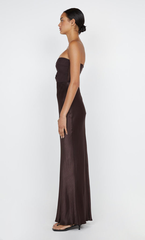 HALLE STRAPLESS DRESS - CHOCOLATEOLATE