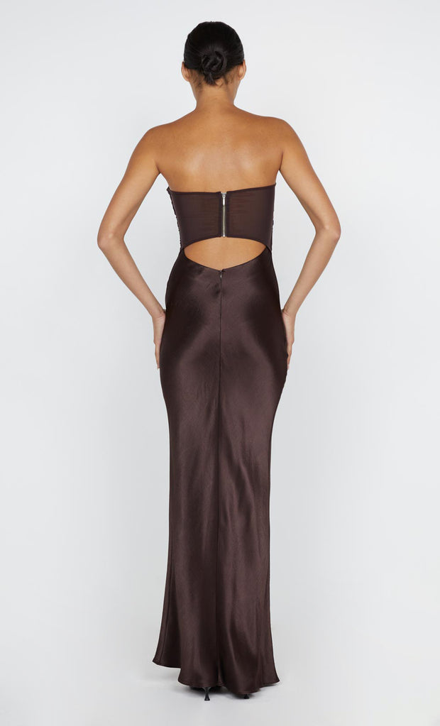 HALLE STRAPLESS DRESS - CHOCOLATEOLATE