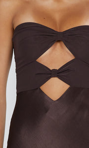 HALLE STRAPLESS DRESS - CHOCOLATE