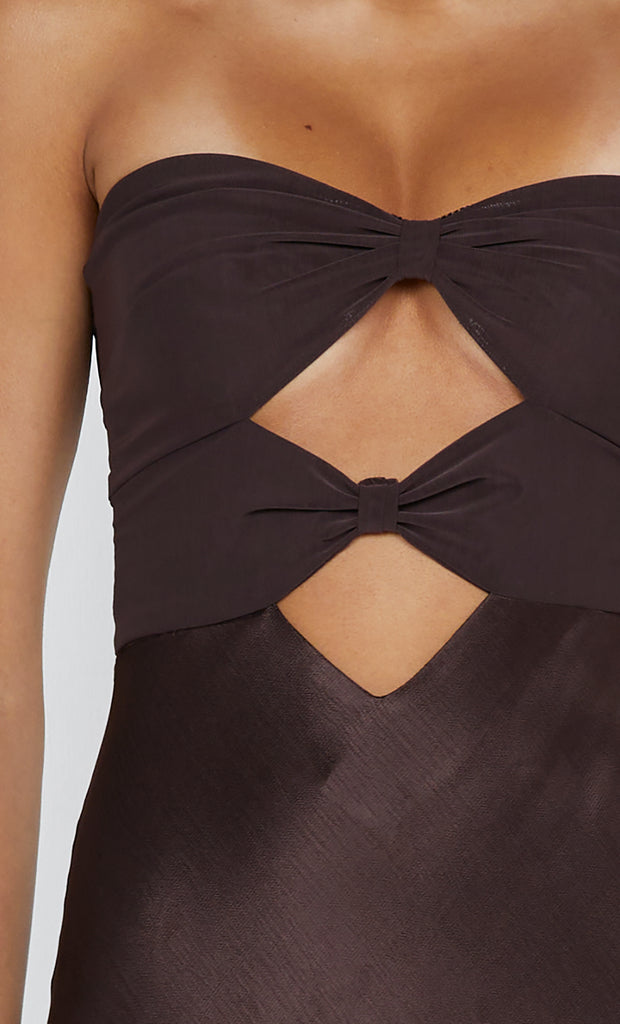 HALLE STRAPLESS DRESS - CHOCOLATEOLATE