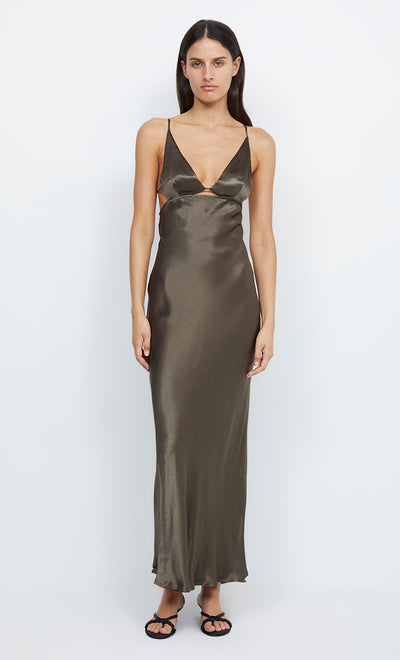 INDI STRAPPY MAXI DRESS - MIDNIGHT OLIVE
