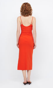 The Jessi Midi Bonded Crepe Dress in Frie Red by Bec + Bridge