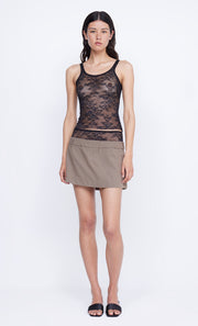 JEWEL MINI SKIRT - TOBACCO/BLACK