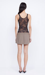 JEWEL MINI SKIRT - TOBACCO/BLACK