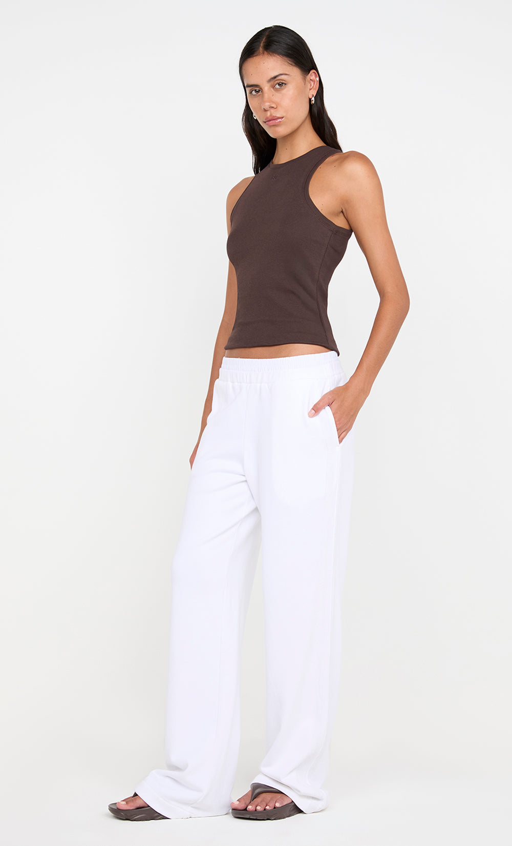 JORJA DOUBLE WAISTBAND PANT - WHITE