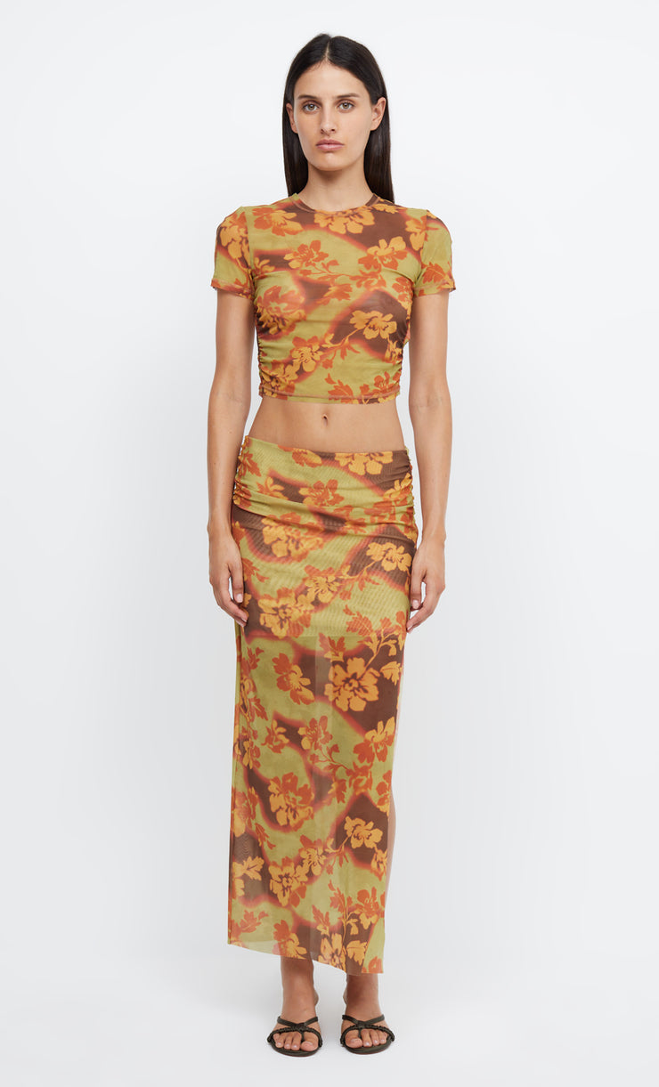 JULIEN CROPPED TEE - HIBISCUS PATCHWORK