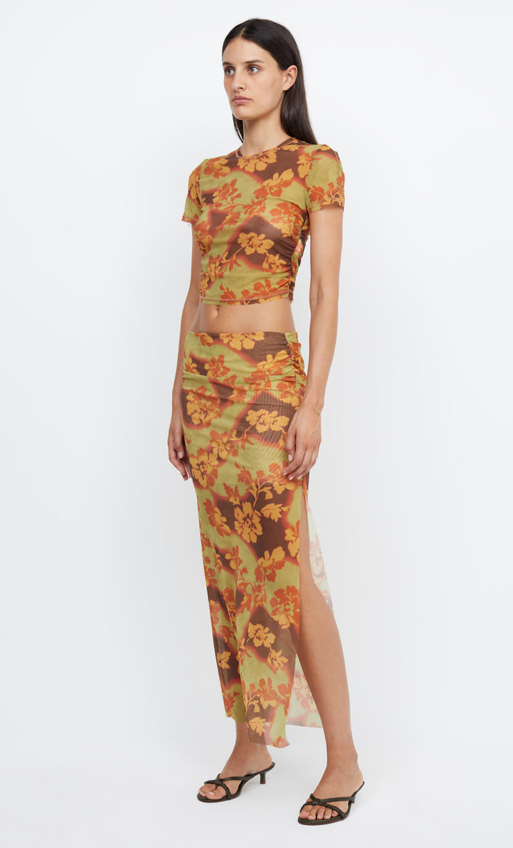 JULIEN CROPPED TEE - HIBISCUS PATCHWORK