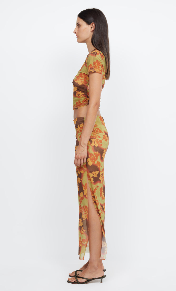 JULIEN CROPPED TEE - HIBISCUS PATCHWORK