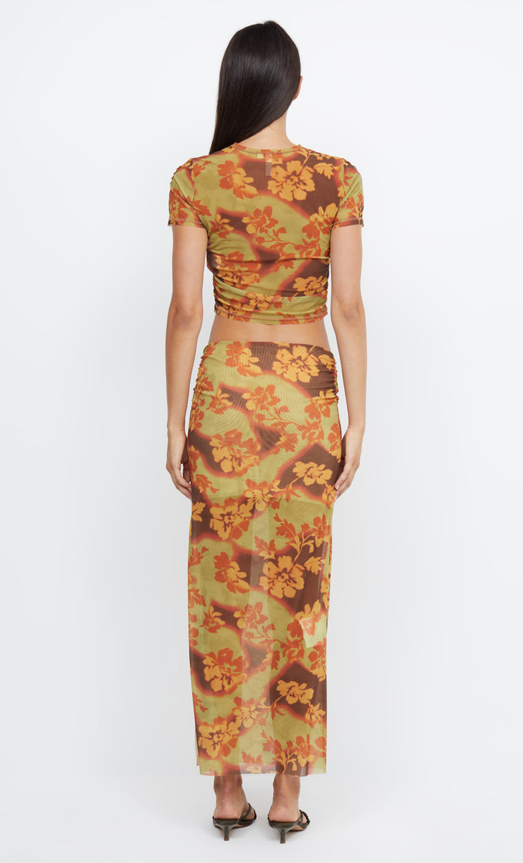 JULIEN CROPPED TEE - HIBISCUS PATCHWORK