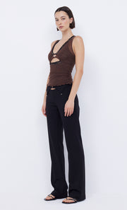 LOANI LAYERED CAMI - CHOC/BLACK