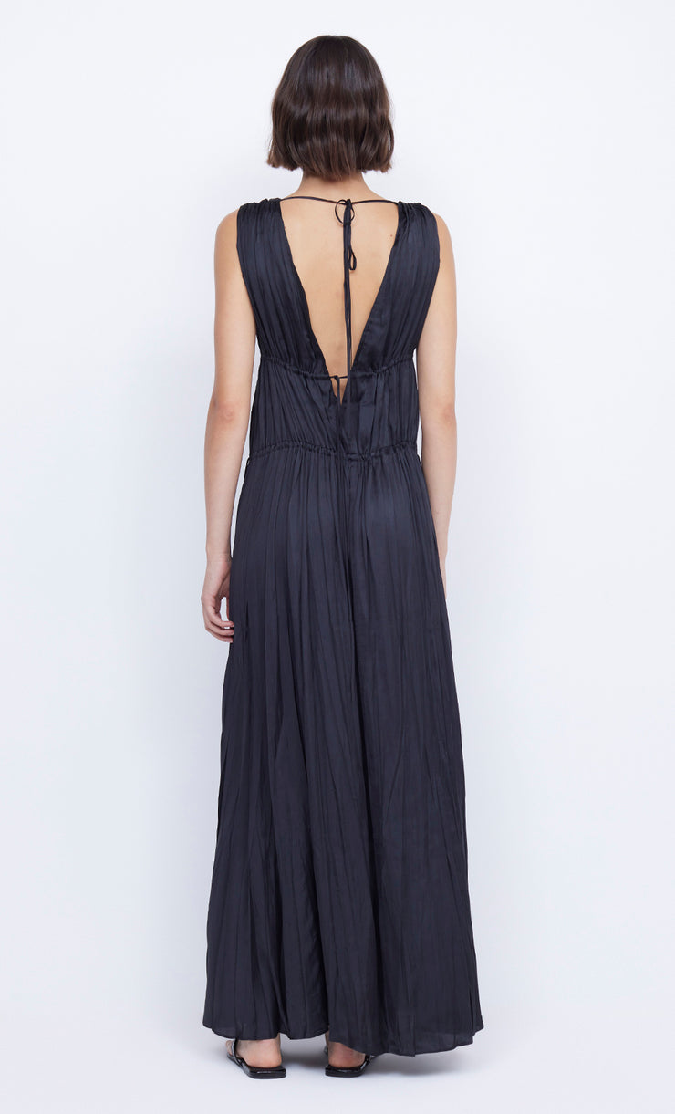 Louann Pleated Maxi Dress v Neck in Black by Bec + Bridge