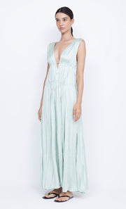 Louann Pleated V Neck Maxi Dress in Mint Green by Bec + Bridge
