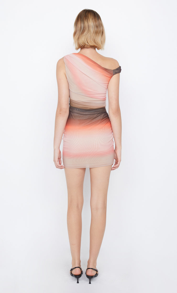Louna Mini Asym Print Dress in Choc Pink by Bec + Bridge