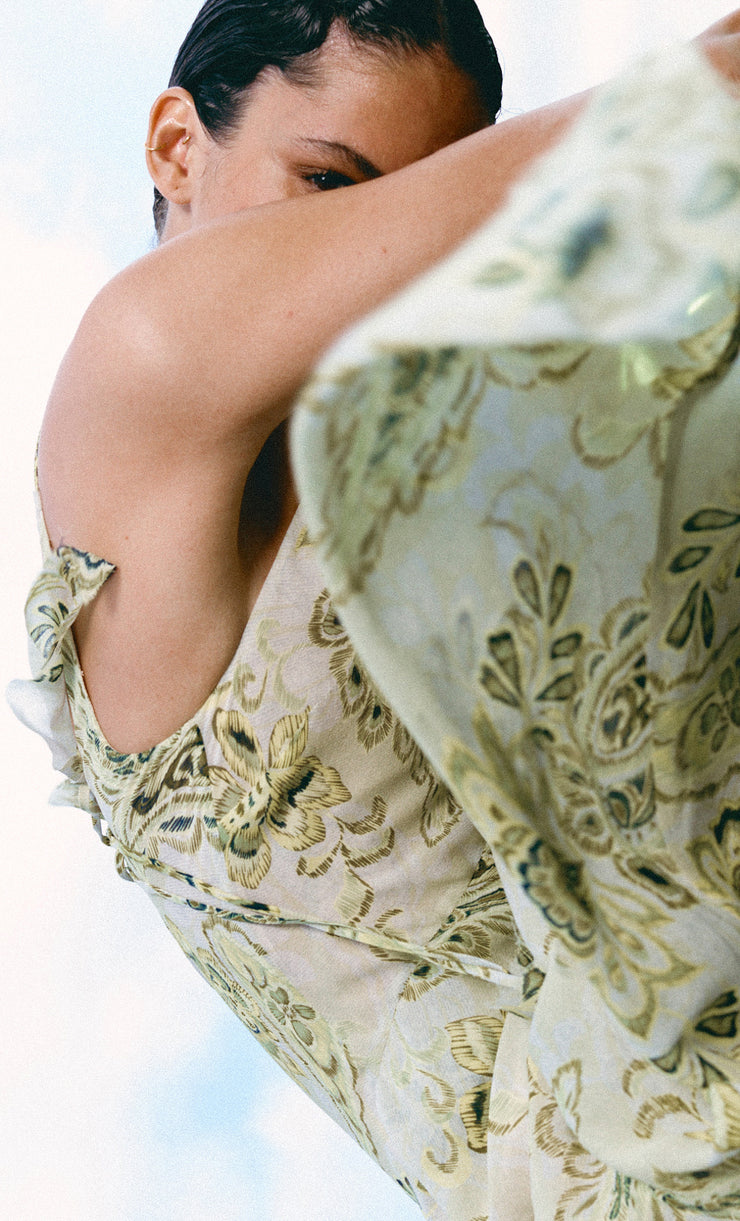 Lylou Frill Maxi Dress in Lemon Paisley by Bec + Bridge