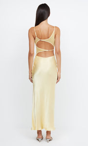 MARGOT SPLIT MIDI DRESS - BUTTER YELLOW