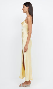 MARGOT SPLIT MIDI DRESS - BUTTER YELLOW