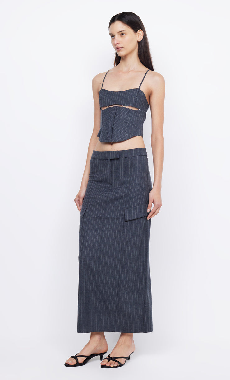 PINE CORSET TOP - CHARCOAL PINSTRIPE