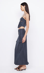 PINE CORSET TOP - CHARCOAL PINSTRIPE