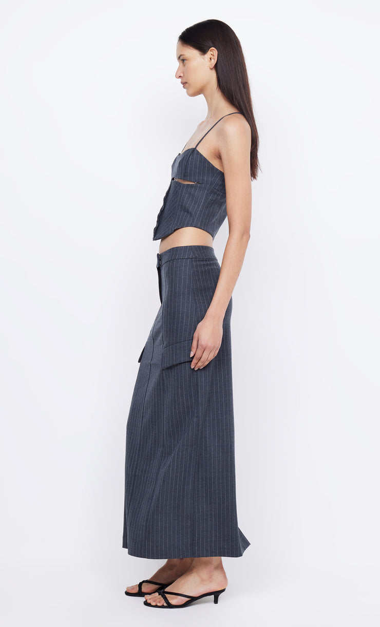 PINE CORSET TOP - CHARCOAL PINSTRIPE