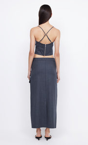 PINE CORSET TOP - CHARCOAL PINSTRIPE