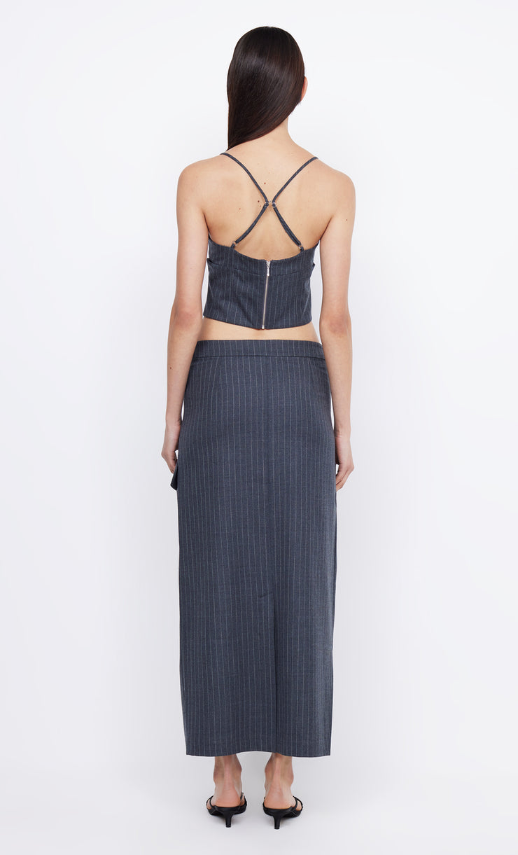 PINE CORSET TOP - CHARCOAL PINSTRIPE
