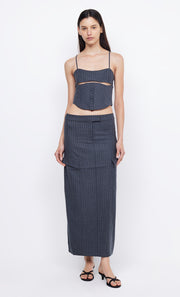 PINE CORSET TOP - CHARCOAL PINSTRIPE