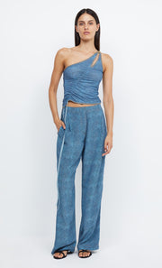 NOLA ASYMMETRIC TOP - SPLICED DENIM