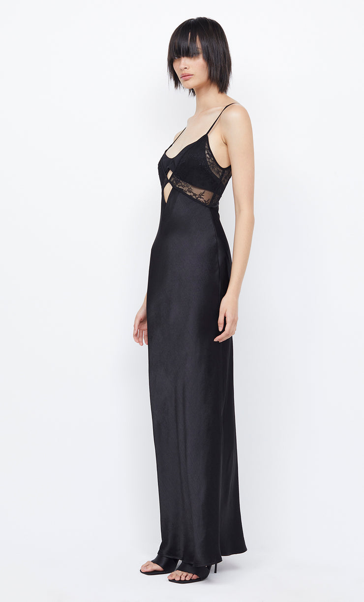 The Nora Layered Maxi Lace Dress in Black by Bec + Bridge