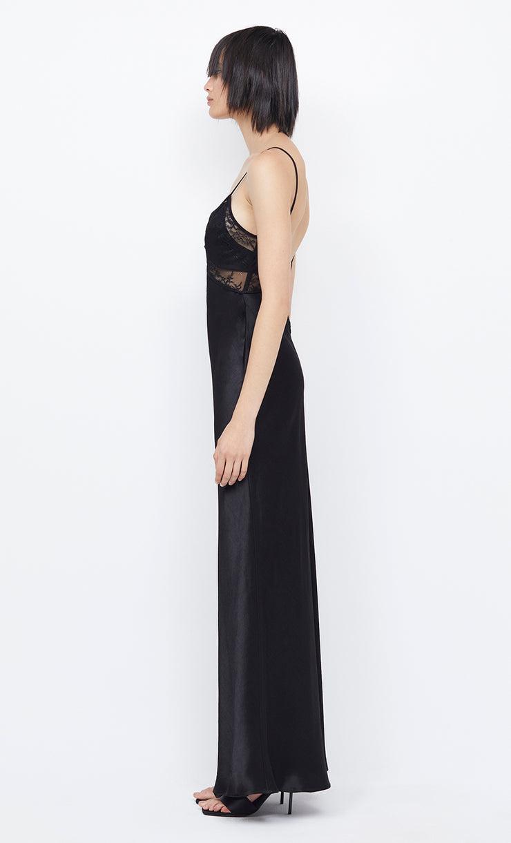 The Nora Layered Maxi Lace Dress in Black by Bec + Bridge