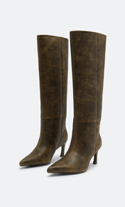 ORIANA HEELED BOOT - DISTRESSED PECAN