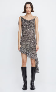 PORTIA ASYM MINI DRESS - PYTHON