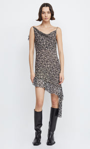 PORTIA ASYM MINI DRESS - PYTHON