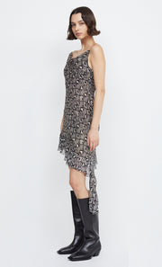 PORTIA ASYM MINI DRESS - PYTHON