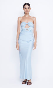 Rochelle Twist Strapless Maxi Dress in Dusty Blue by Bec + Bridge