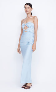 Rochelle Twist Strapless Maxi Dress in Dusty Blue by Bec + Bridge